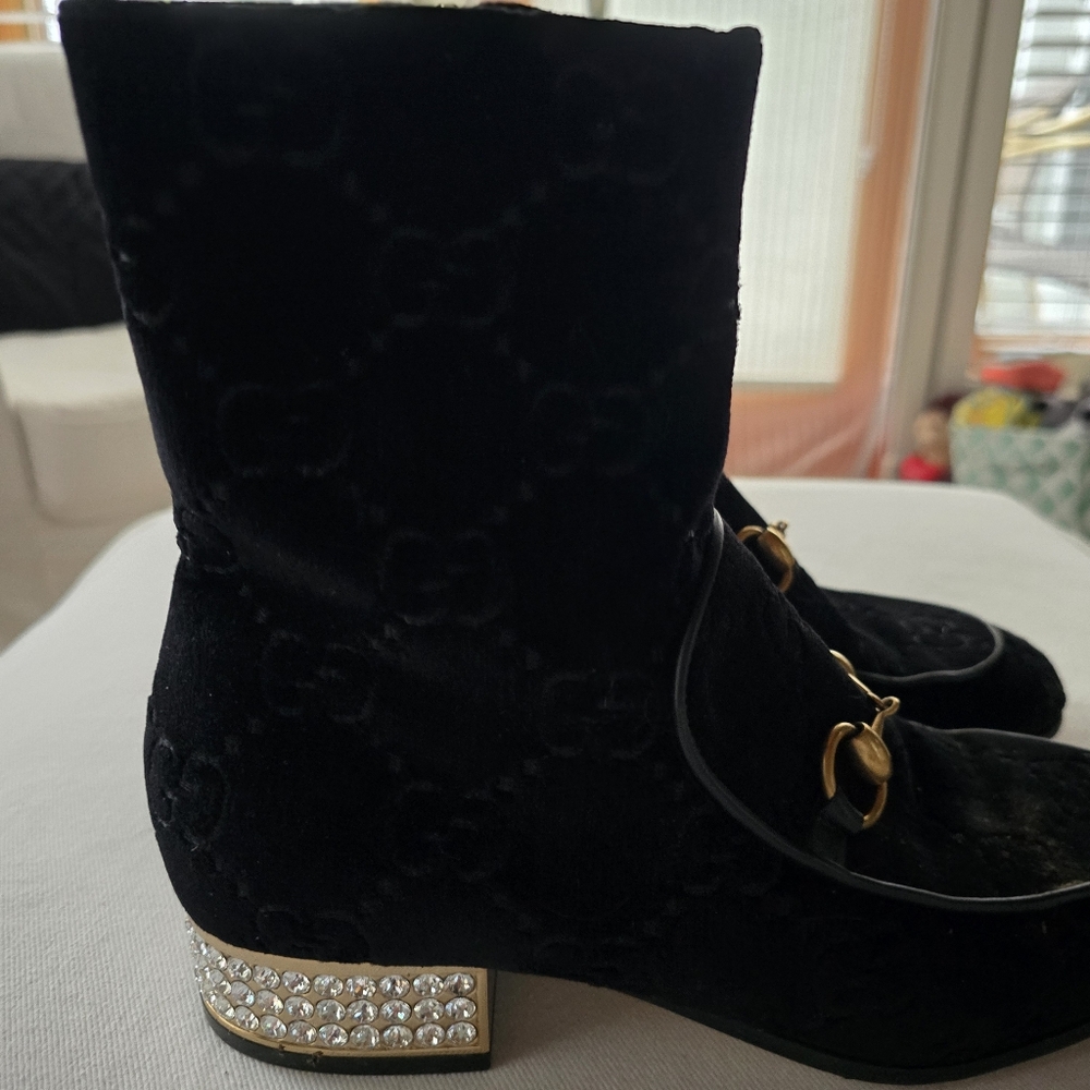 Gucci velvet and crystal boots 37 - Picture 9 of 11